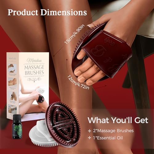 2 Pcs Meridian Brush, Wood Therapy Massage Tools with Essential Oil | Handheld Meridian Massage Brush for Belly Fat Cellulite Massage Tool for Legs Arms Back TPU Office Workers Stress Relieve - color: White