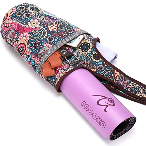 Yoga Mat Bag With Large Size Pocket and Zipper Pocket, Strap Bag, Fit Most Size Mats, Bags and Carriers for Women - color: Ancient Flower