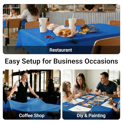Auros 10-Pack Plastic Tablecloths, 54x108 Inch Disposable Table Covers, 8FT | Rectangle Waterproof & Throw Away Table Cloth, Easy Cleanup for Party, Wedding, Graduation, BBQ, Fits 6-8ft Tables, Sky Blue - color: Sky Blue, size: 54" X 108" Rectangle