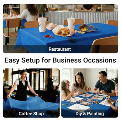 Auros 10-Pack Plastic Tablecloths, 54x108 Inch Disposable Table Covers, 8FT | Rectangle Waterproof & Throw Away Table Cloth, Easy Cleanup for Party, Wedding, Graduation, BBQ, Fits 6-8ft Tables, Sky Blue - color: Sky Blue, size: 54" X 108" Rectangle