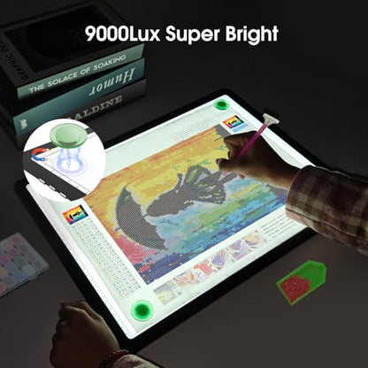 Rechargeable A4 Light Pad with Carry Bag, Super Bright Tracing Light Box with 6 Levels of Brightness, Side Physical Buttons & 3 Colors, Wireless Light Board for Diamond Painting, Drawing, Sketching - style: Rechargeable A4 with Bag (Black)