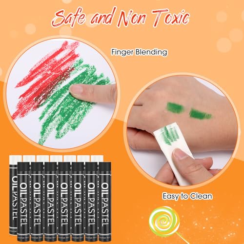 Nezyo 48 Pcs Black and White Oil Pastels Bulk Soft Oil Crayons Single Color Creamy Pastels Stick Refill Set Art Supplies for Artists Beginners Art Painting Drawing Blending Graffiti - color: Black and White