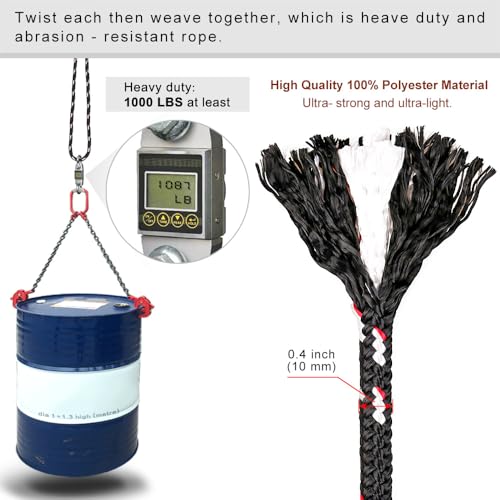 SELEWARE 3ft Tree Swing Rope, Adjustable Hammock Straps Hanging Kit - color: Black-2 Pack, size: 3ft