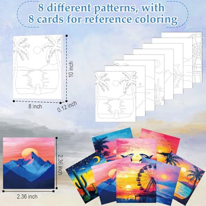 Cholemy 36 Pcs Paint and Sip Kit for Adults 8''x10'' Pre Drawn Canvas for Painting DIY Afro Acrylic Painting Kit Wood Easel Brushes Date Night Bulk for Mother's Day Party Gifts - style: Sunset Glow