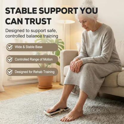 Single Leg Balance Board Wooden Foot Strengthener Trainer for Sprained Ankle and Achilles Tendon, Stability Training Plantar Fasciitis Relief, Stronger Ankles & Better Balance in 10 Minutes Daily