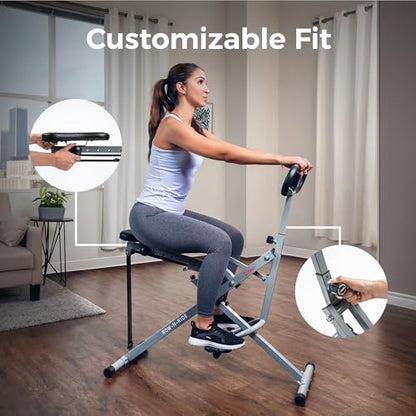 Sunny Health & Fitness Smart Row-N-Ride Glute & Leg Trainer, Foldable Squat Assist Rower with Exclusive SunnyFit App Connection - color: Grey