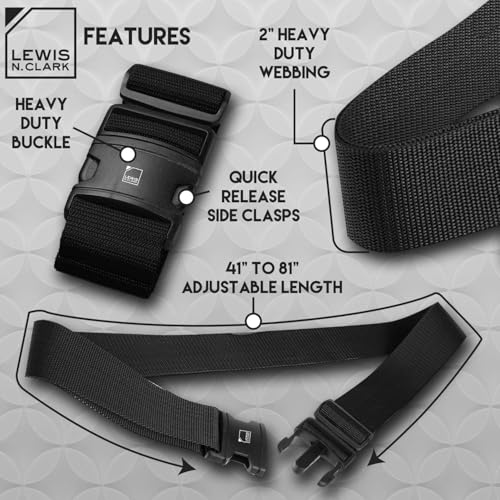 Lewis N. Clark Quick Release Luggage Belt: Add a Bag Adjustable Tie Down Straps for Luggage Security - Black - color: Black