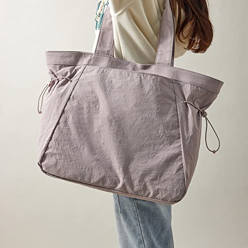 VAKAER Tote Bag for Women, 18L Side Cinch Shopper Bag, Large Hobo Bag, Lightweight Shoulder Bags for Work, Workout, Travel - color: Grayish Purple