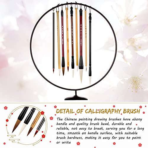 12 Pieces Chinese Calligraphy Brush Set with Sumi Watercolor | Roll-Up Bamboo Holder, Japanese Kanji Writing, Ink Painting, Goat Hair Tips, Beginner Artist Kit
