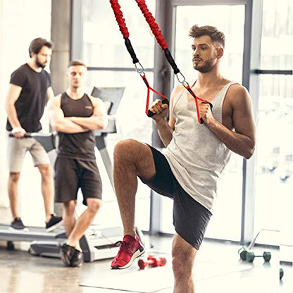 Coolrunner 2 Pair Resistance Band Handles Grips Fitness Strap Wide Design - color: red