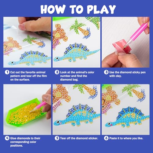Labeol Diamond Art Kits for Kids Boys and Girls Ages 6-8-10-12 Easy to DIY Creative Diamond Art Sticker Craft by Numbers Kits for Kids and Adult Beginners (sea) - style: sea