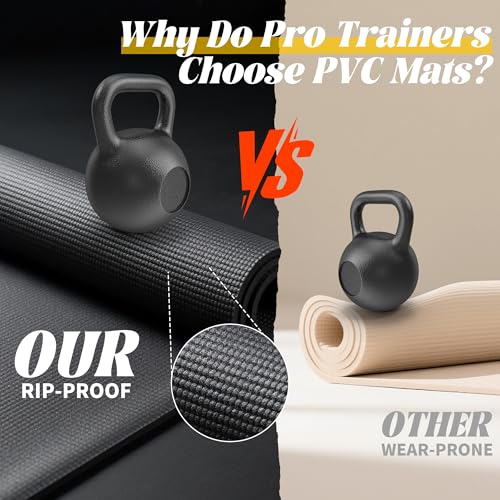 VTORY Extra Thick Large Exercise Mat, 8mm PVC Large Workout Mat 7x5/6x4 | Non-Slip, Ultra Durable, Heavy-Duty, Shoes-Friendly, High-Density, Large Yoga Mat for Home Gym, Cardio, Strength, HIIT, MMA - size: 6'x4'x8mm