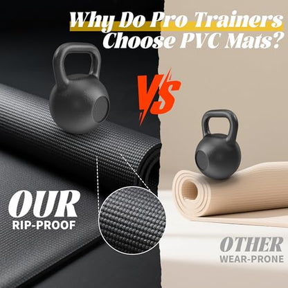 VTORY Extra Thick Large Exercise Mat, 8mm PVC Large Workout Mat 7x5/6x4 | Non-Slip, Ultra Durable, Heavy-Duty, Shoes-Friendly, High-Density, Large Yoga Mat for Home Gym, Cardio, Strength, HIIT, MMA - size: 6'x4'x8mm