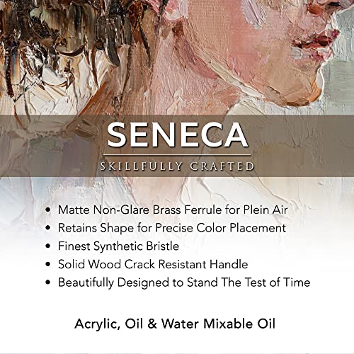 Seneca Series 1700 Filbert Brush Size 00 – Premium Vegan Synthetic Paintbrush for Acrylic, Oil & Water-Mixable Oils - size: 00