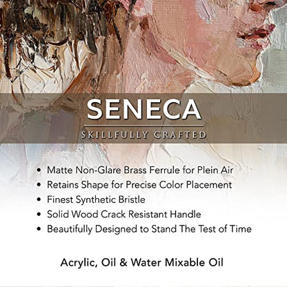 Seneca Series 1700 Filbert Brush Size 0 – Premium Vegan Synthetic Paintbrush for Acrylic, Oil & Water-Mixable Oils - size: 0