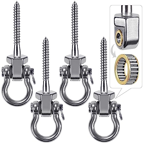 BeneLabel Heavy Duty Swing Hangers with Bearings - Set of 4 Stainless Steel 304 Screw Brackets for Hanging Chairs, Swings, Hammocks, Punching Bag - Indoor & Outdoor Use - 1500LB Capacity | Climbing Frame Wooden Beam,Stainless Steel,Ball Bearing,Hanging Ch