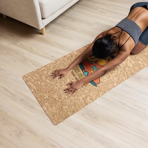 Yaoshifo Cork Yoga Mat Green Orange - 4mm FSC Cork & Natural Rubber, Excellent Grip, Sustainable Yoga Mat