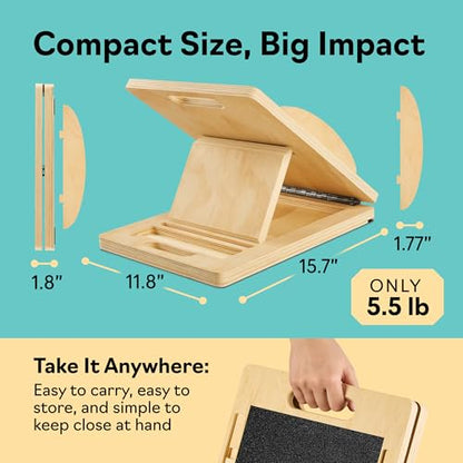 Slant Boards for Exercise, Wooden Slant Board, Calf Stretch Board with 7 Incline Angles, Velour Board, Balance Board & Calf Stretcher, Portable Incline Board for Physical Therapy, Ankle Mobility, Heel & Knees - color: Natural