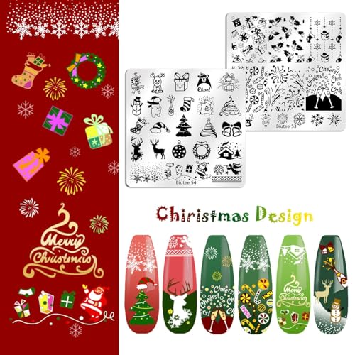 Biutee 15PCS Nail Art Stamping Plate 8 Nail Stamping Gel Polish Nail Stamping Kit Nail Stamper Scraper with Storage Bag, Lace Flower Butterfly Star Design Nail Stamp Template Kit for DIY Nail Art - color: 26 Piece Set