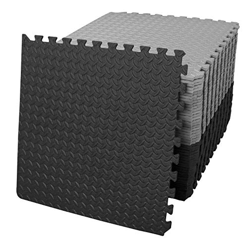 innhom 12/24/48 Tiles Gym Flooring Gym Mats Exercise Mat for Floor Workout Mat Foam Floor Tiles for Home Gym Equipment Garage - color: 24 Black and 24 Gray