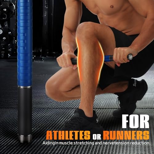 Muscle Roller Stick,17" Massage Roller for Muscle Deep Tissue Massage Blue - color: Blue