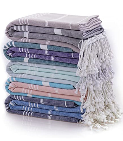 Beach Towel 100% Cotton Turkish Beach Towel Adult 38x70 Inch Pre-washed Absorbent Extra Large|Sand Free Quick Dry BathTowels|Lightweight Blanket|Travel Cruise Camping Spa Gym Yoga Towel|Dapple Grey - color: White Lightgrey