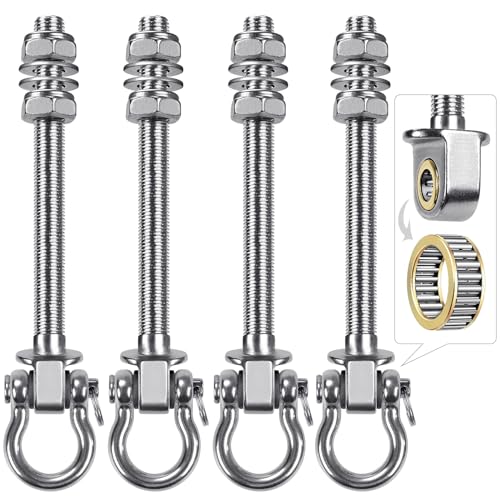 BeneLabel Heavy Duty Swing Hangers with Bearings - Set of 4 Stainless Steel 304 Hardware for Wood & Metal Beams - Ideal for Hanging Hammocks, Yoga Swings, Porch Swing - 1500LB Capacity - 7" x M2/5" - color: 4 pack - 7"