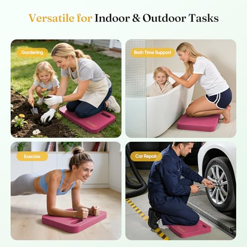 Grenebo 2-Pack Kneeling Pads, Extra Thick NBR, 17.3 x 11 x 1.6 in, Pink - color: Pink