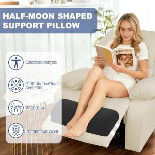 Half Moon Bolster Pillow with Straps, Knee Pillow for Back Sleeping, Under Knee Pillow for Sleeping, Relieves Pain in Legs and Knees, Machine Washable Cover, 24" X 10" X 4", Black - color: Black