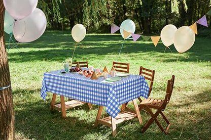 Utopia Kitchen Plastic Table Cloth Disposable [Blue Check, 12 Pack] | Rectangle Tablecloth Waterproof Stain Resistant Party Table Cover - color: Blue Check, size: 54X108 Inch - 12PC