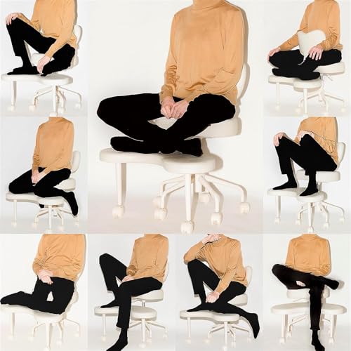 Pipersong Meditation Chair Plus, Cross Legged ADHD Office Desk Chair, Black | Memory Foam Padded Cushion, Exclusive Cresent Footstool Design, Ergonomic Backrest, Thick Certified Wood Board - color: Black, size: 17.5" Seat