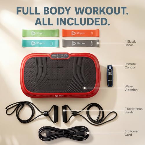 Lifepro Waver Vibration Plate Exercise Machine with 99 Speeds & 10 Presets - color: Red