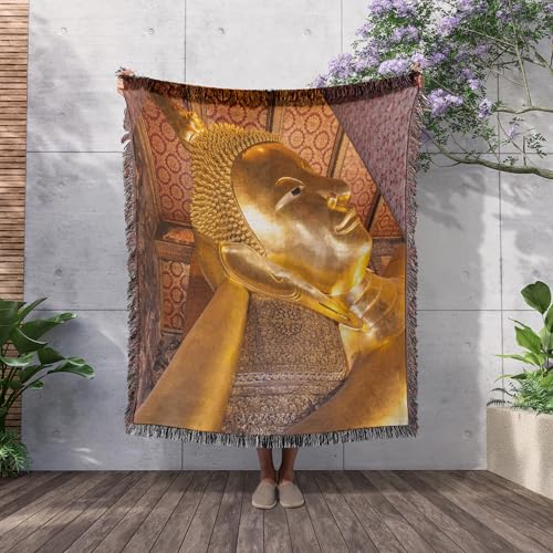 3dRose Thailand, Bangkok. Ko Ratanakosin, Wat Pho, Reclining Buddha. Woven Blanket