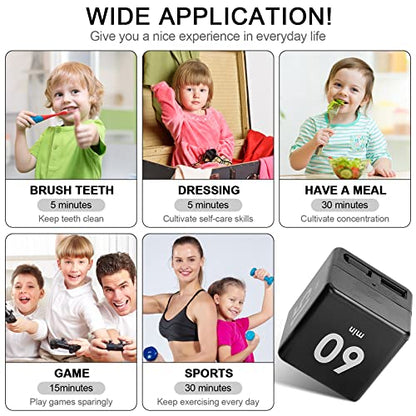 Weewooday Cube Timer, Gravity Sensor Flip Timer for ADHD, Black - color: Black