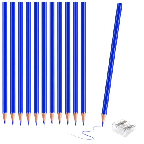 12 Pack Blue Colored Pencils for Kids, Pre-sharpened Art Pencils Back to School Supplies Set, Drawing Sketching Pencils for Students, Teachers, Classroom - color: blue