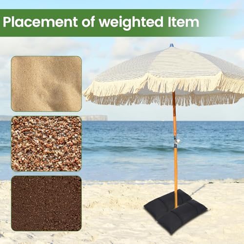 Umbrella Base Weights Sand Bags, 6 x 55LBS Fillable Sandbags for Outdoor Umbrella Stands, Cantilever Umbrellas, Trampolines, Patio Furniture, Garden Backyard Poolside Accessories Black (Without Sand)