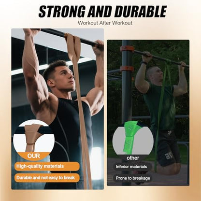 WHATAFIT Resistance Bands, 5 Level Pull Up Assistance Bands for Working Out - color: 2.3-56.7kg(5-125파운드) 커피+그립
