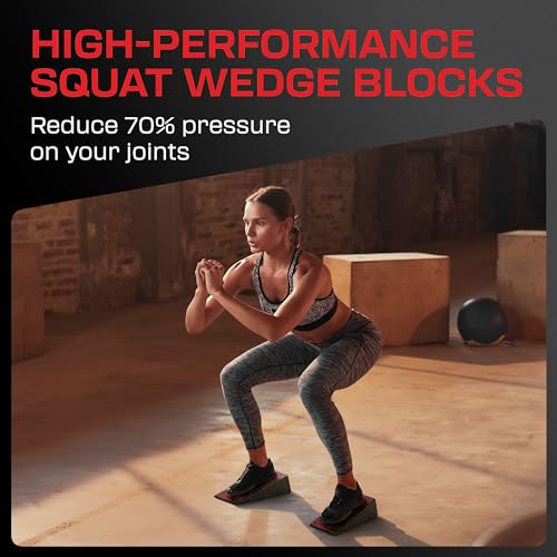 Flexelent Heel Elevated Squat Wedge Block Pair, 17° Angle, Bag Included - color: Blaze Red