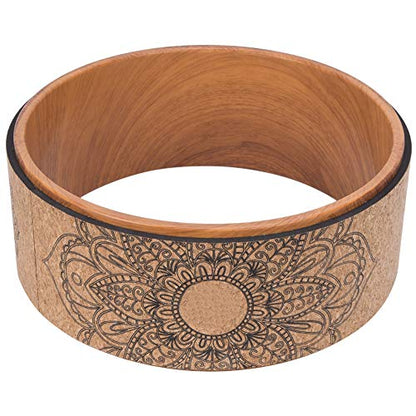 Cryfokt Yoga Wheel, High Density PU Roller for Back Pain Relief | Flexible & Tear-Resistant, Stretching & Flexibility Aid, Premium Quality Roller for Aches & Tension - color: Wood grain inner ring