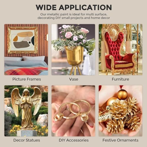 Nicpro Metallic Gold Acrylic Paint, 69oz/2040ml Large Gold Leaf Paint | Non Toxic, Non Fading Craft Paints for Metal, Wood, Clay, Fabric, Canvas, Furniture, Handcrafts, Art Supplies - color: Gold, size: 69 Fl Oz (Pack of 1)