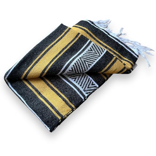 Mexican Falsa Blanket Serepe Throw Authentic Handwoven Saddle Multi-Use for Yoga, Beach, Camping and Picnics - Durable Outdoor Indoor. 60% Cotton. (Yellow) - color: Yellow