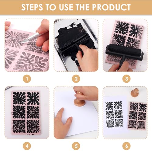 SGHUO Linocut Kit for Beginners, Stamp Making Set with Tools | Linoleum Blocks for Printmaking & Linocut Tools Included, Stamp Making Set, DIY Art Gift Adults Teens Beginner Printmaking