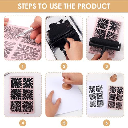 SGHUO Linocut Kit for Beginners, Stamp Making Set with Tools | Linoleum Blocks for Printmaking & Linocut Tools Included, Stamp Making Set, DIY Art Gift Adults Teens Beginner Printmaking