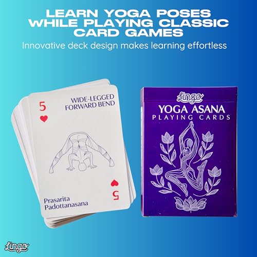 Lingo Yoga Playing Cards | Pose Card Deck with Instructions for All Levels & Beginners | Home Practice, Workout & Self-Care Gift | Portable Sequence Builder for Adults