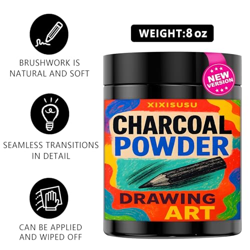 Charcoal Powder for Drawing - Fine Art Charcoal's for Sketching, Shading & Blending - Professional Charcoal Art Supplies for Artists (8 Ounces)