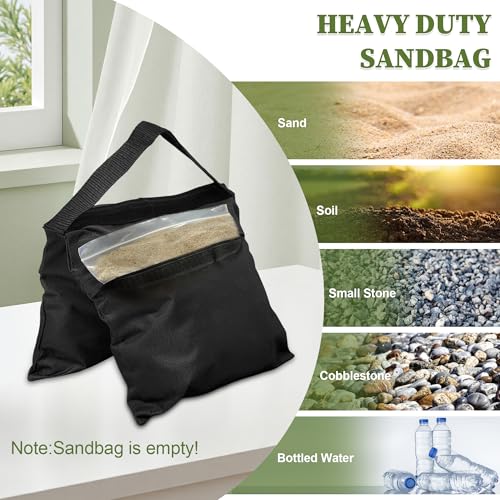 4-Pack Heavy Duty Sandbags,Multi-Use Stability for Photography Backdrop Stands Tripods Canopies Tents & Outdoor Gear,Reinforced Design + 4 Clips