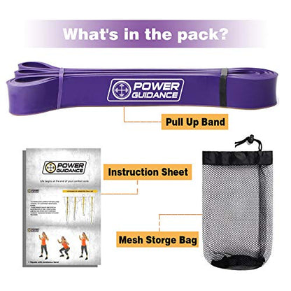 POWER GUIDANCE Pull Up Assist Bands - Stretch Resistance Band - Mobility Band - Powerlifting Bands - by Perfect for Body Stretching, Powerlifting, Resistance Training - color: purple