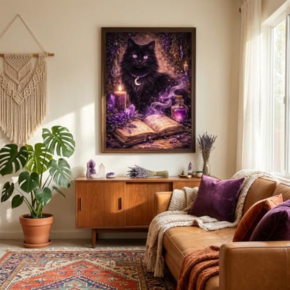 Diamond Art Kits for Adults,Magic Cat Diamond Painting Kits 12X16 Inch | 5D Diamond Art Paintings for Beginners,Round Full Drill Diamond Dot Tools Kit,Extra Diamonds,Stress Relief Craft,DIY Gift - color: Magic Cat-2605