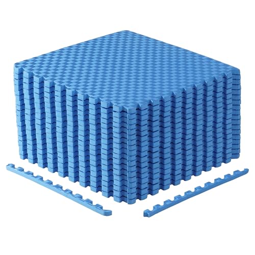 CAP Puzzle Exercise Mats | 3/4” Thick EVA Interlocking Foam Tiles for Home Gym Flooring | Multiple Options - color: Pebble - Black, style: 18 Tiles (72 SQ FT)