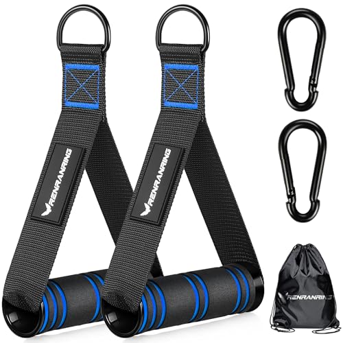 RENRANRING Gym Exercise Handles, Replacement Handle Attachments for Cable Machine Pulleys, Resistance Band and Strength Trainer, Pull Down Workout Accessories, Home Gym Add On Equipment - color: Black, Blue